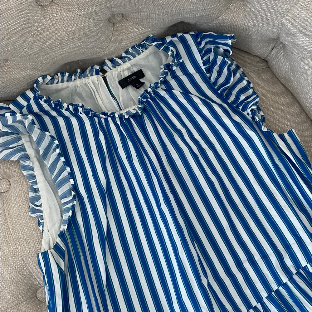 J. Crew Tiered cotton dobby dress in cape stripe - Picture 3 of 5